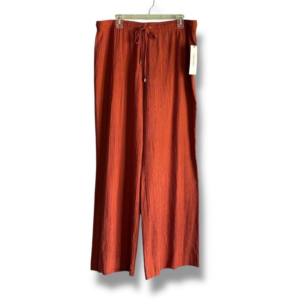 Calvin Klein crinkle drawstring wide leg pants NWT size XL - Picture 5 of 11